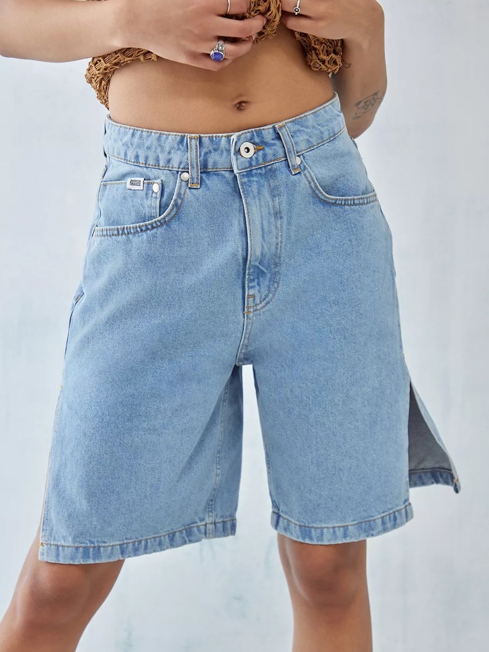 NWT The Ragged Priest Light Blue Denim Bermuda Shorts SIZE 28